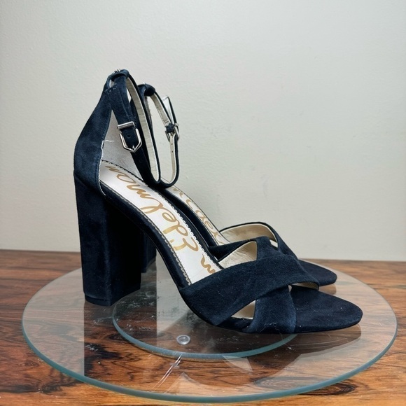 NEW Sam Edelman Yancy Suede Heel Sandals - black - Picture 7 of 16